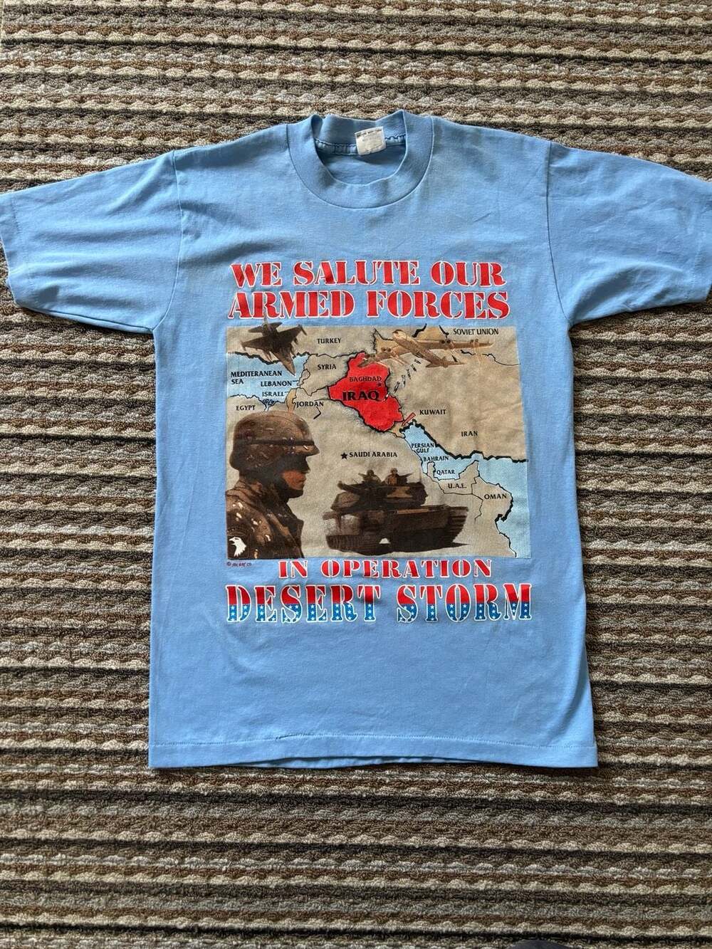 Belton Operation Desert Storm T-Shirt Size M 38-40 Light Blue Vintage